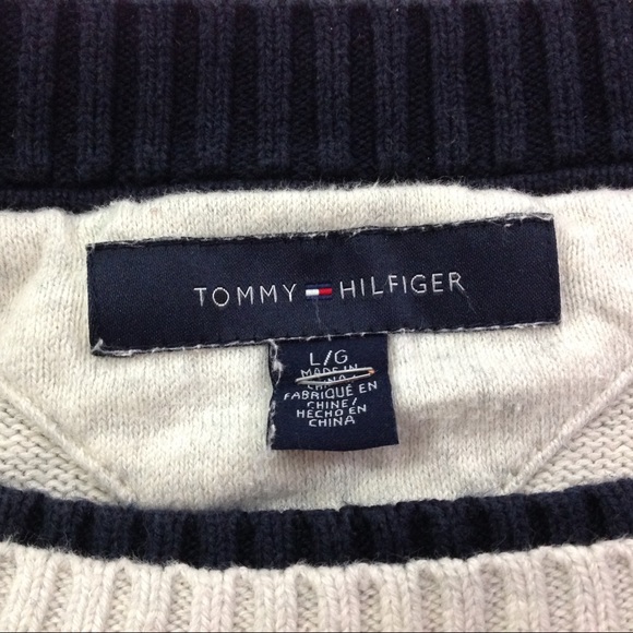 Tommy Hilfiger Men's Sweater Size L Ivory Crew - Picture 3 of 5